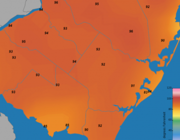 It's cooler at the coast at 1:30 p.m. on July 2, 2018. (Image: Rutgers' NJ Weather Climate Network)