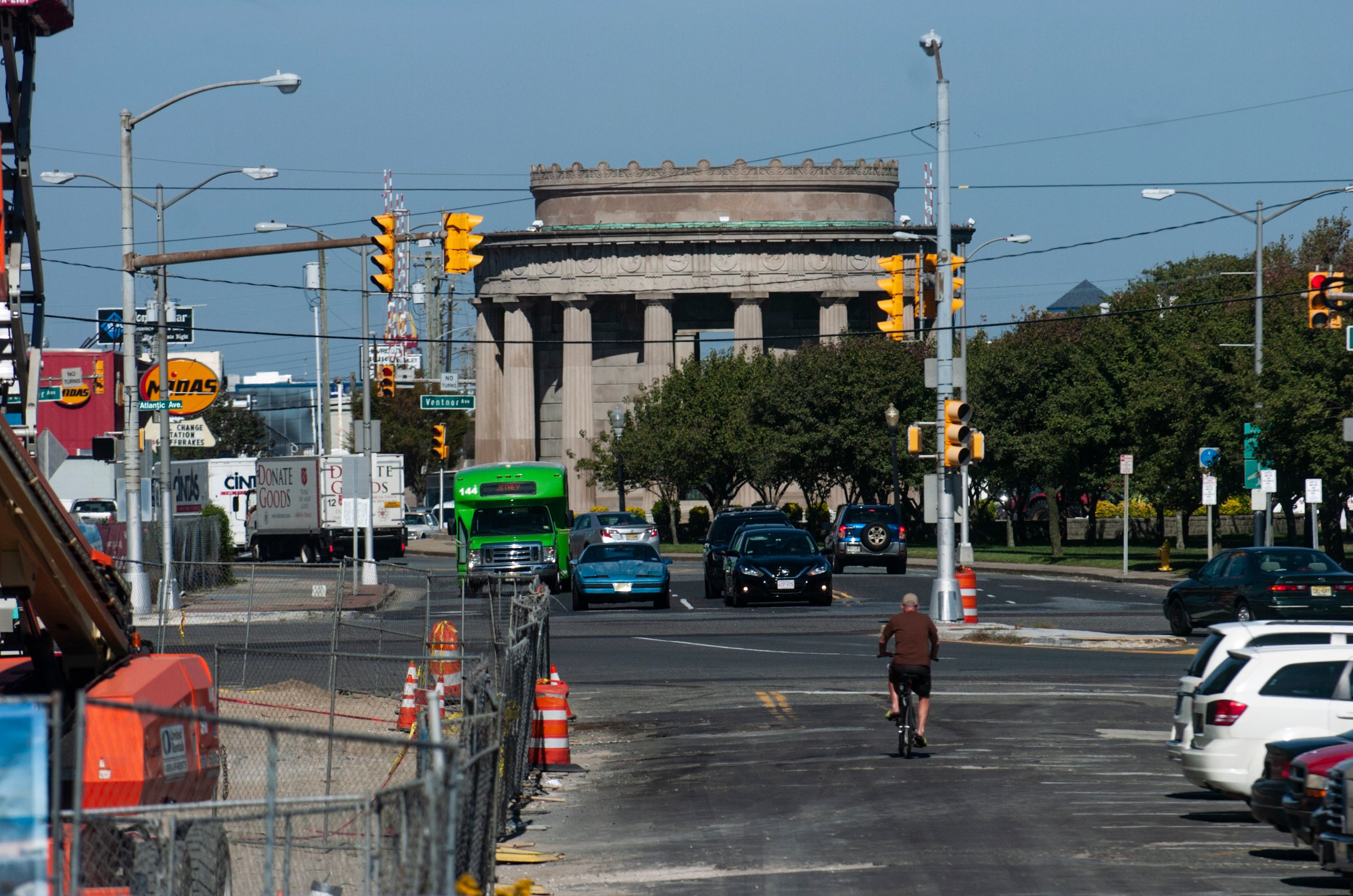 The World War I Monument on Albany Avenue is seen from the Atlantic City boardwalk.