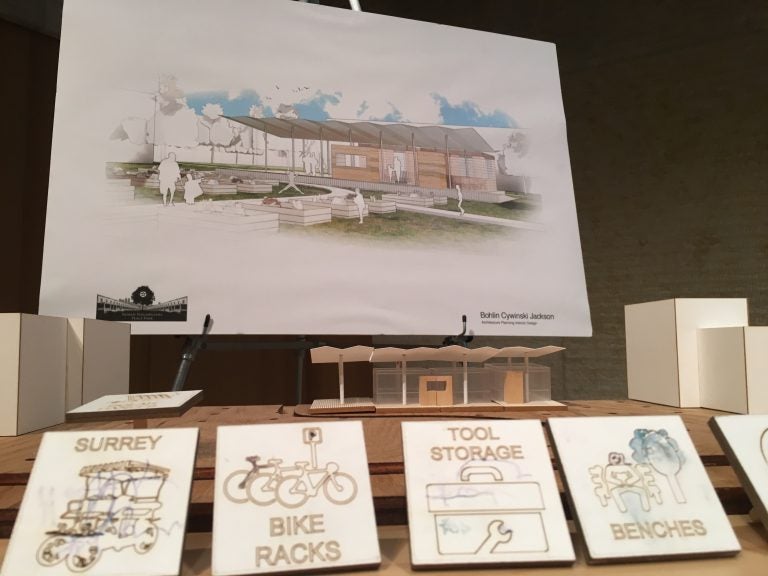 A rendering of the Peace Park Pavilion to be built at North Philly Peace Park in Sharswood (Malcolm Burnley/PlanPhilly)