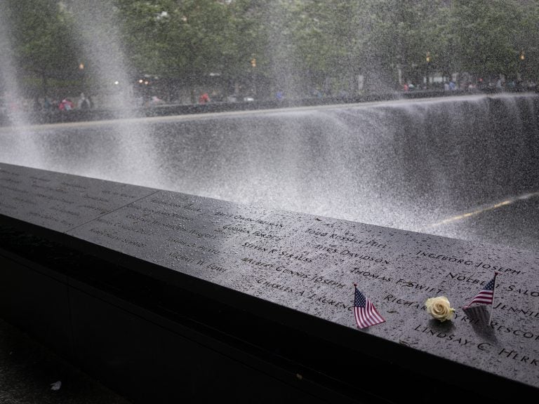 The South Pool of New York's 9/11 Memorial, which honors victims of the attacks. On Wednesday, the Office of the Chief Medical Examiner, announced it identified the remains of Scott Michael Johnson, a 26-year-old securities analyst. (Craig Ruttle/AP Photo)