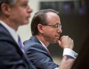 Deputy Attorney General Rod Rosenstein, right, and FBI Director Christopher Wray, left, appeared before the House Judiciary Committee on June 28. Some members complain they are stonewalling