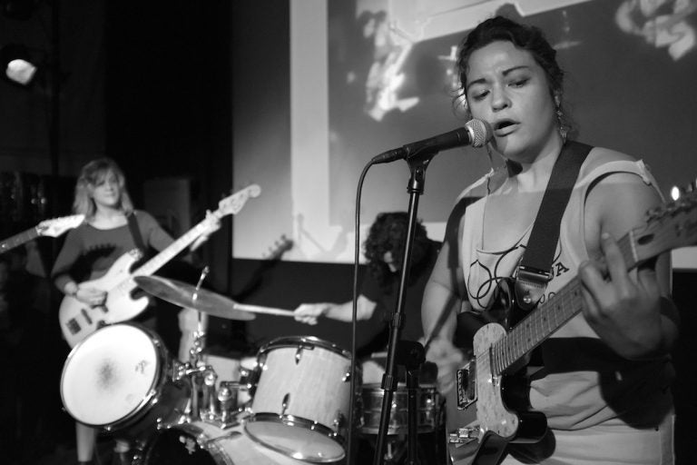 Philly-based band Bronco plays at First Time's the Charm 2016. The festival promotes new bands that feature women, people of color, queer people, new musicians, and more, in a bid to diversify the DIY scene. (Credit: Sharp Hall)