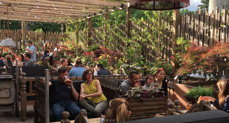 Patrons at the Chestnut Hill Brewing Co., part of the Market at Fareway.