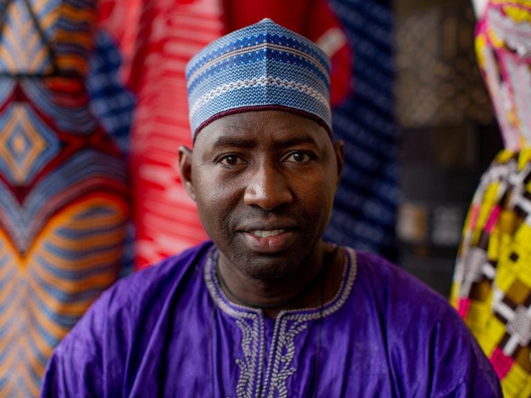 Soumana Saley, a leather craftsman from Niger. (Pearl Mak/NPR)