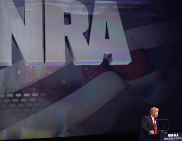Then-Republican presidential candidate Donald Trump speaks at the National Rifle Association's NRA-ILA Leadership Forum during the NRA Convention at the on May 20, 2016, in Louisville, Ky.