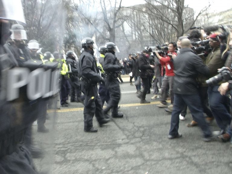 Demonstrators clashed with police on Inauguration Day last year, resulting in more than 200 arrests. The last of those cases have now been dismissed by prosecutors. (Stephen J. Boitano/LightRocket via Getty Images)