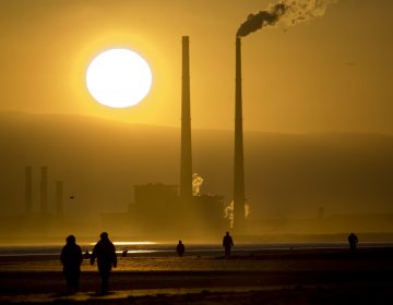 Smokestacks loom over Bull Island, northeast of Dublin, in 2008. (Dave Walsh/VW Pics/UIG via Getty Images)
