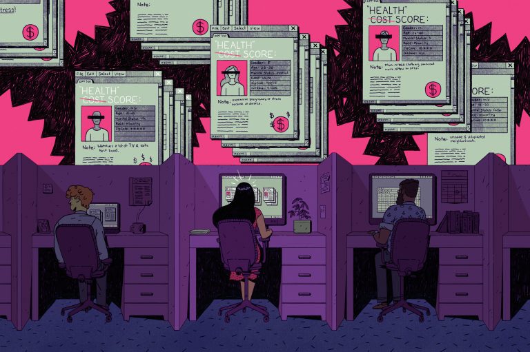 Without scrutiny, insurers and data brokers are predicting your health costs based on public data about things like race, marital status, your TV consumption and even if you buy plus-size clothing. (Justin Volz for ProPublica)