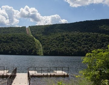 In the distance, construction of the Mariner East 2 pipeline at Raystown Lake Recreation Area in Huntingdon County, Pennsylvania.

Lindsay Lazarski / StateImpact PA
