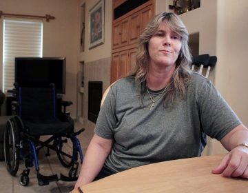 Shannon Hubbard has complex regional pain syndrome and considers herself lucky that her doctor hasn't cut back her pain prescription dosage. (Will Stone/KJZZ)
