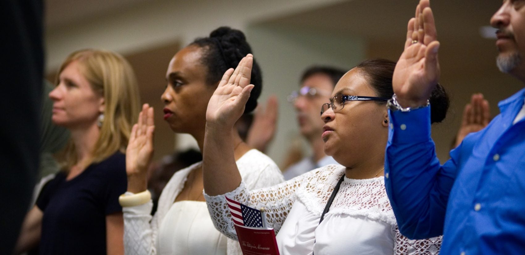 Naturalization ceremony at the United States Citizenship and Immigration Service, in University City, Philadelphia, PA, on August 28, 2017. (Bastiaan Slabbers for WHYY)