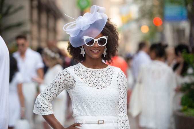 Fashion blogger Davida Jane was among many who came stylishly dressed. (Jonathan Wilson for WHYY)