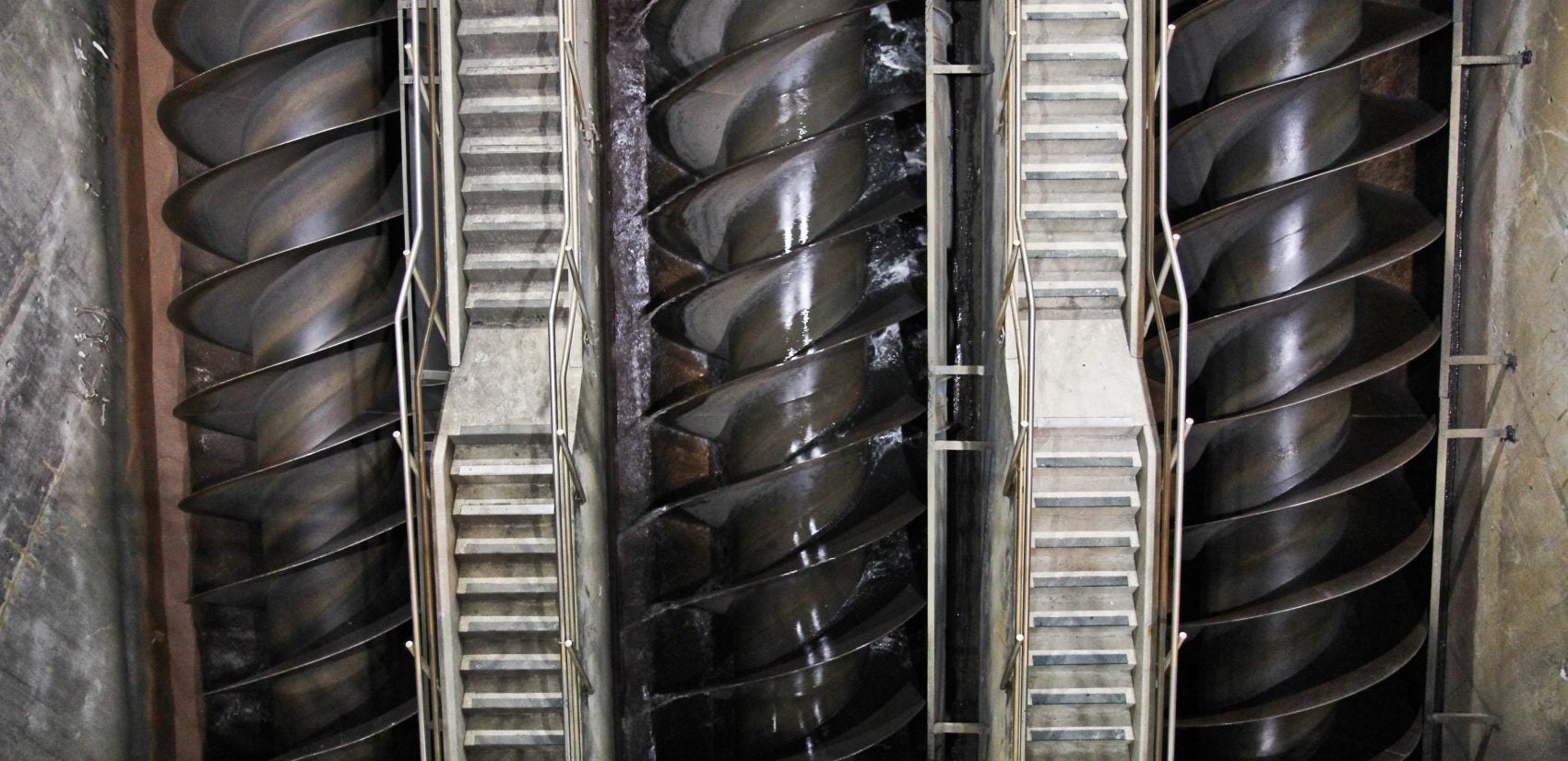 Water circulates through a pump at the Southwest Water Pollution Control Plant. (Kimberly Paynter/WHYY)