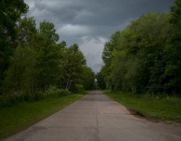 This road was lined with homes before the town of Odanah, Wis. moved to higher ground. (Joe Proudman/UC Davis)