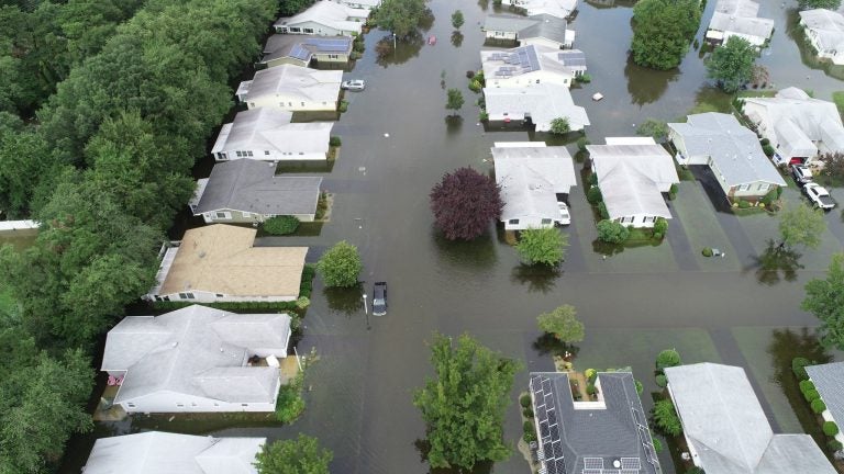 Houses inundated in Brick Township's Greenbriar I senior community. (Brick Township Police Department)