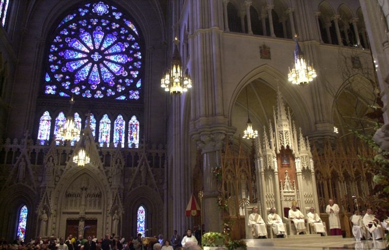 Inside the Cathedral Basilica of the Sacred Heart in Newark, N.J., Tuesday, Oct. 9, 2001. (AP Photo/Mike Derer)