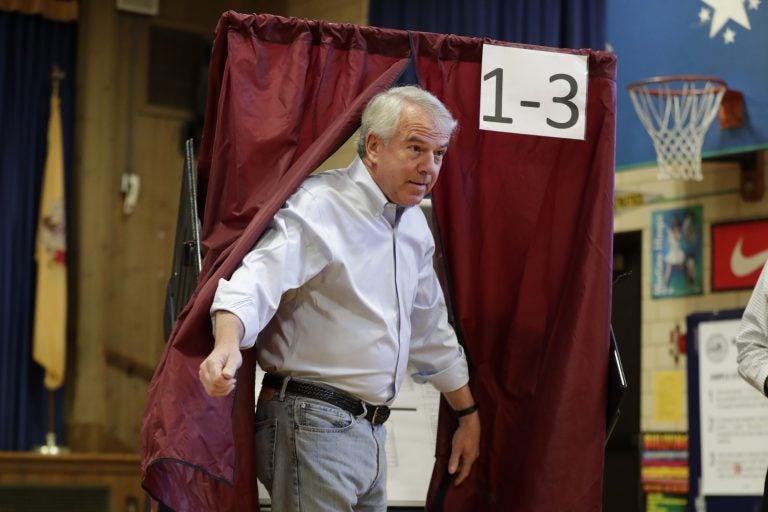Republican U.S. Senate candidate Bob Hugin exits a voting booth in the June New Jersey primary election. A new Quinnipiac poll shows he’s gaining momentum in his race against incumbent Democrat Bob Menendez. (AP Photo/Julio Cortez)