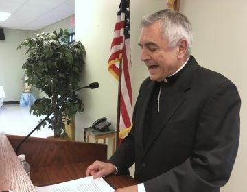 The Most Rev. Ronald Gainer, the Roman Catholic bishop of the diocese of Harrisburg, Pa., discusses child sexual abuse by clergy and a decision by the diocese to remove names of bishops going back to the 1940s after concluding they did not respond adequately to abuse allegations, Wednesday, Aug. 1, 2018 during a news conference in Harrisburg, Pa. (Mark Scolforo/AP Photo)