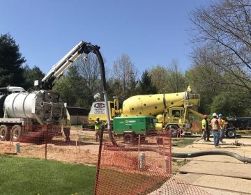 Construction on the Mariner East 2 pipeline has faced myriad problems, including damaged water supplies and sinkholes in a residential neighborhood in Chester County. (Marie Cusick/StateImpact Pennsylvania)
