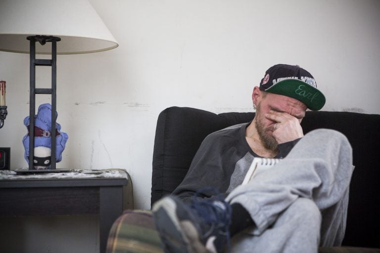 Earl has been struggling with heroin addiction for 17 years while living most of that time on the street in Philadelphia's Kensington neighborhood. He recently moved into an apartment through Pathways to Housing. (Jessica Kourkounis for Keystone Crossroads)