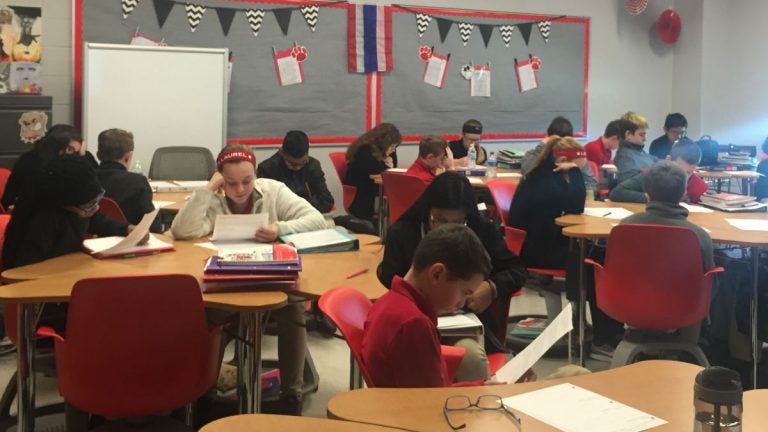 Laurel Middle School, which was once slated for possible closure because of poor academic performance, has bucked the trend in Delaware and improved by double digits in the last two years in standardized math and English tests. (Cris Barrish/WHYY) 