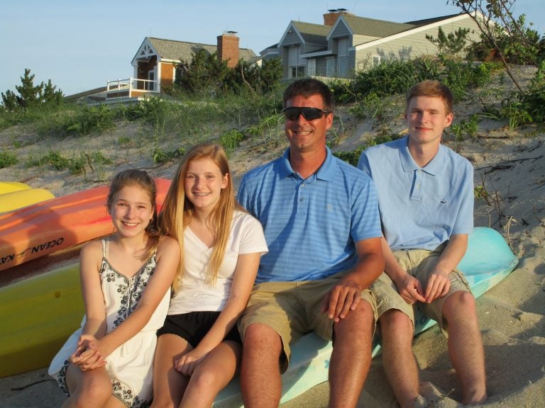 From left, Megan, Abby, Chris, and Brendan Leach vacationed in Lewes two months before he and two other firefighters died battling a Wilmington blaze. (Courtesy of Leach family)