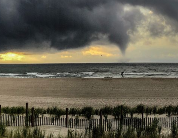 A waterspout off Ship Bottom, Long Beach Island shortly before 7 a.m. Monday. (Image: David Buhan Jr. - @perilous_drone/Instagram)