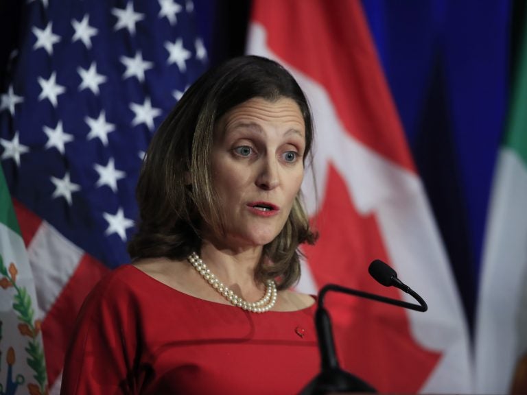 Canadian Minister of Foreign Affairs Chrystia Freeland speaks during negotiations for a new North American Free Trade Agreement in October. 