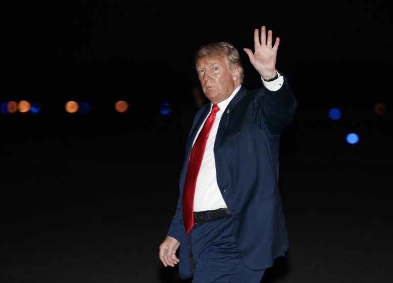 President Donald Trump is seen boarding Air Force One on Saturday in New Jersey, the day before he reiterated his stance that the focus of Donald Trump Jr.'s 2016 Trump Tower meeting was to collect incriminating information on presidential opponent Hillary Clinton