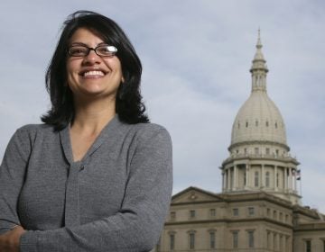 Rashida Tlaib, pictured in 2008 outside the Michigan Capitol in Lansing, Mich., served as a state legislator for six years. On Tuesday, Democrats picked her to run unopposed for the congressional seat that former Rep. John Conyers held for more than 50 years. Tlaib would be the first Muslim woman in Congress. (Al Goldis/AP)