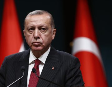 Turkish President Recep Tayyip Erdogan speaks during a news conference Tuesday at the presidential palace in Ankara.
(Burhan Ozbilici/AP)