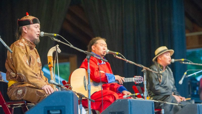 Tuvan throat singers Alash performed at the Saturday evening show. (Jonathan Wilson for WHYY)