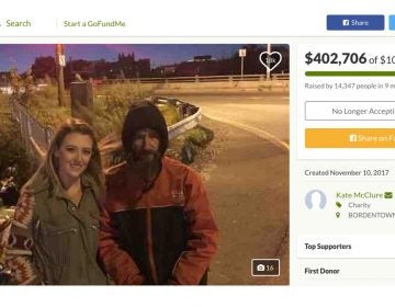 Kate McClure and her boyfriend Mark D'Amico started a GoFundMe campaign for homeless veteran Johnny Bobbitt (right). (GoFundMe)