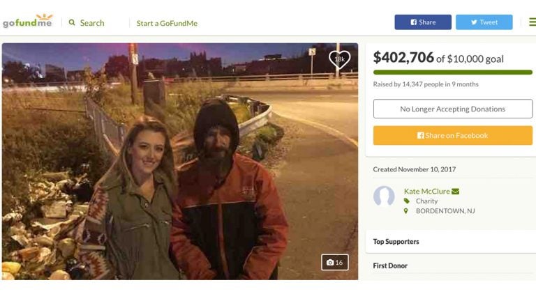 Kate McClure and her boyfriend Mark D'Amico started a GoFundMe campaign for homeless veteran Johnny Bobbitt (right). (GoFundMe)