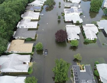 Flooding in Brick, NJ near the Greenbriar senior community on Monday (Brick Police Department photo)