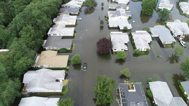 Flooding in Brick, NJ near the Greenbriar senior community on Monday (Brick Police Department photo)