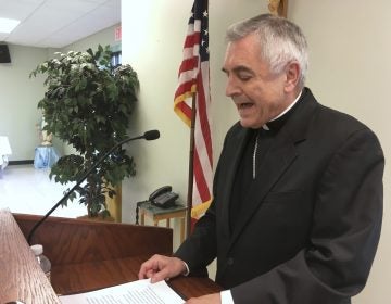 Bishop Ronald Gainer of the Diocese of Harrisburg discusses child sexual abuse by clergy during a news conference. Harrisburg is the second Pennsylvania diocese under investigation to release names of clergy accused of abuse before the grand jury report will be made public in August 2018. (AP Photo/Mark Scolforo)