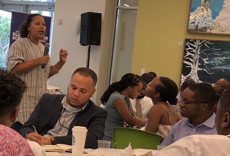 Jessica Byrd, the founder of Three Point Strategies, leads a session on stump speeches at the second annual Black Campaign School in Atlanta, Ga.