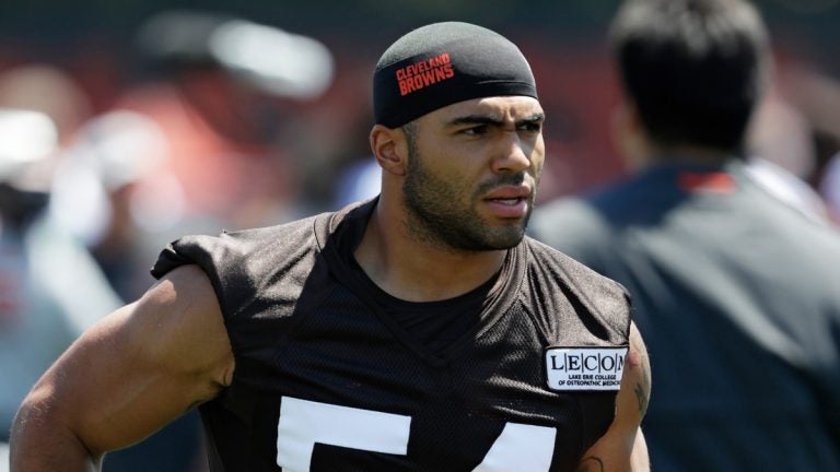 In this July 26, 2018, file photo, Cleveland Browns' Mychal Kendricks is shown during an NFL football training camp in Berea, Ohio. Federal prosecutors in Philadelphia say Cleveland Browns linebacker Mychal Kendricks used insider trading tips from an acquaintance to make about $1.2 million in illegal profits on four major trading deals. Kendricks says in a statement released by his lawyer Wednesday, Aug. 29, 2018, that he’s sorry and “deeply” regrets his actions.(AP Photo/Tony Dejak, File)