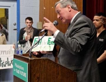 Mayor Jim Kenney, in March 2016, pitching the beverage tax as key to paying for his Rebuild initiative. (PlanPhilly)