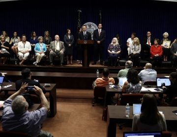 Pennsylvania Attorney General Josh Shapiro speaks during a news conference about clergy sexual abuse at the Pennsylvania Capitol in Harrisburg, Pa., Tuesday, Aug. 14, 2018.   (AP Photo/Matt Rourke)