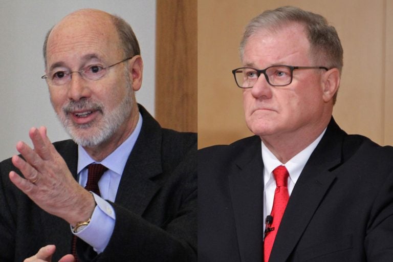 Gov. Tom Wolf (left) and Scott Wagner (Emma Lee/WHYY)