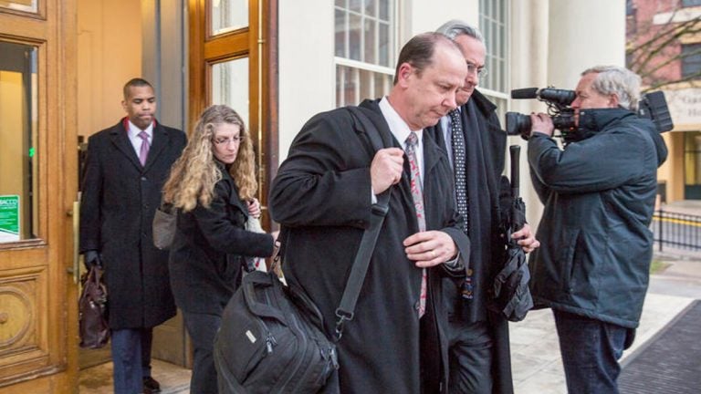 Jim and Evelyn Piazza left the courthouse with their lawyers after hearing closing statements for the second preliminary hearing for the hazing case resulting in the death of their son, Tim Piazza, in March.
(Min Xian/ WPSU)