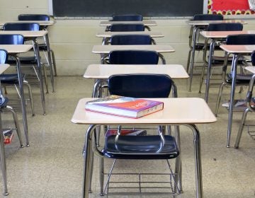 A vacant classroom at Lankenau High School in Philadelphia.