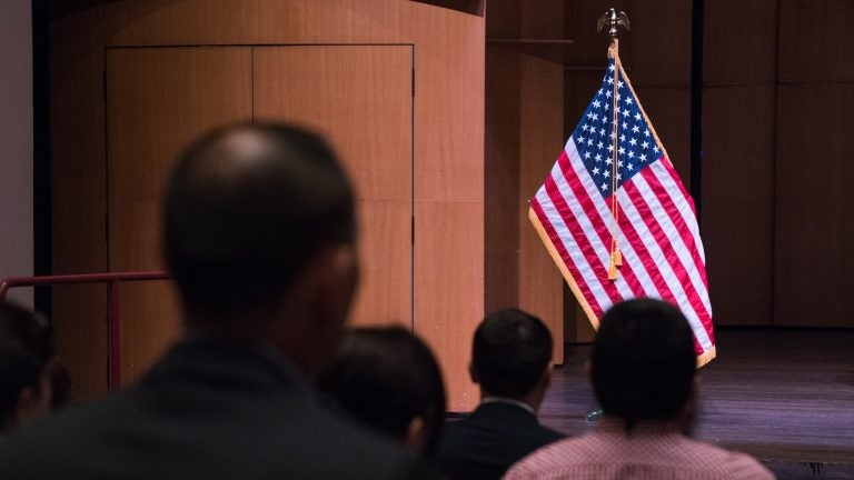 Newly sworn-in U.S. citizens gather for a naturalization ceremony in Alexandria, Va., in August. A potential trial over a new 2020 census citizenship question is set to start on Nov. 5 in New York City. Newly sworn-in U.S. citizens gather for a naturalization ceremony in Alexandria, Va., in August. A potential trial over a new 2020 census citizenship question is set to start on Nov. 5 in New York City. (Claire Harbage/NPR)