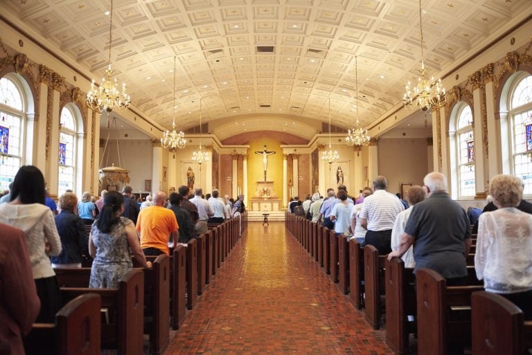 Parishioners attend mass at the Cathedral Church of St. Catharine of Siena in Allentown, Pa. (Natalie Piserchio for WHYY)