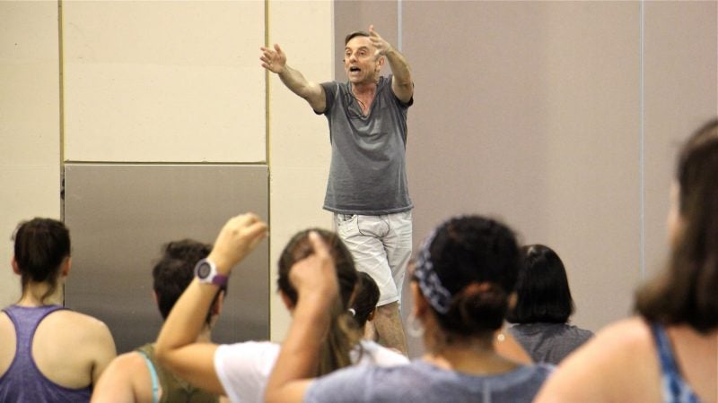 Montreal-based choreographer Sylvain Émard leads a rehearsal of 