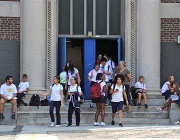 students leaving school