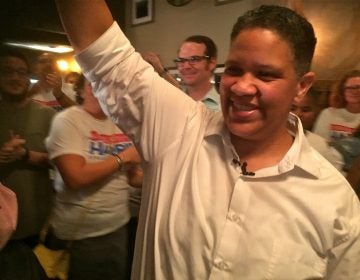 Kerri Evelyn Harris is cheered by supporters in Wilmington after U.S. Sen. Tom Carper defeated her Thursday in Delaware's Democratic primary.