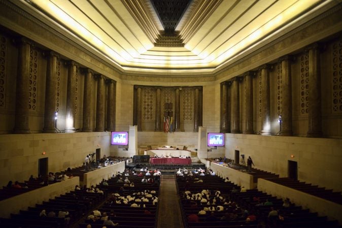 The “Opening the Gates” forum about the desegregation of Girard College is held at the chapel on the 43-acre campus in North Philadelphia, on Tuesday. (Bastiaan Slabbers for WHYY)